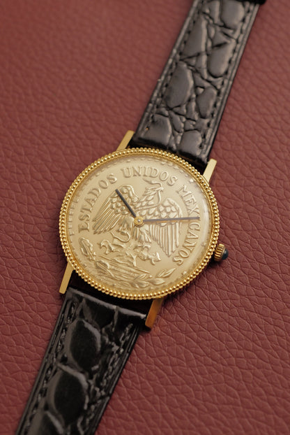 Tressa Mexican Coin watch Circa. 1970s