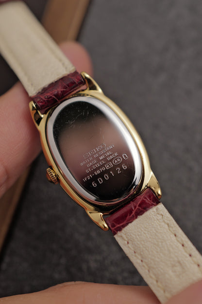 Seiko Ladies "Baignoire" Gold Circa. 1995 w/ original strap buckle