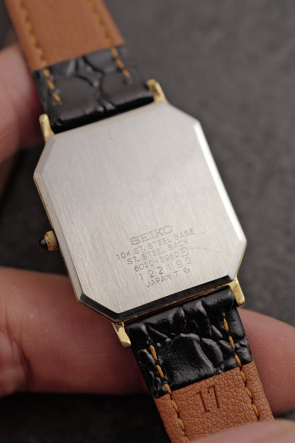 Seiko Dolce “Art deco tank” 10k solid case circa. 1991