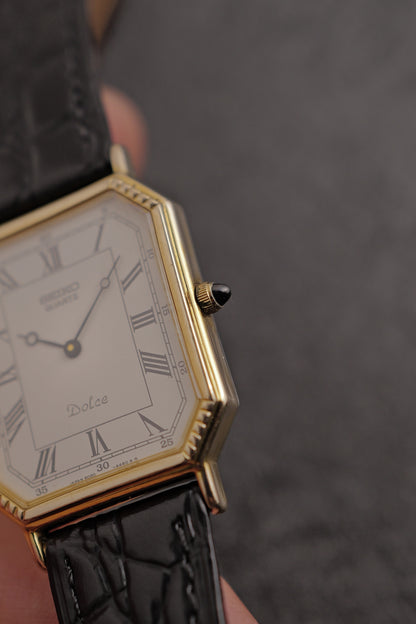 Seiko Dolce “Art deco tank” 10k solid case circa. 1991