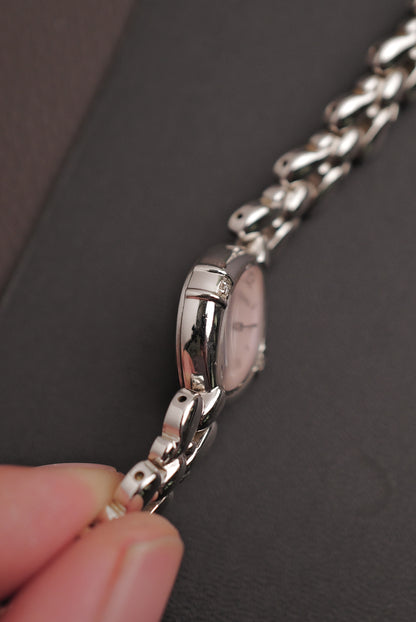 Seiko Exceline Mother of Pearl dial Tear-drop Bracelet in pink Circa. 1989