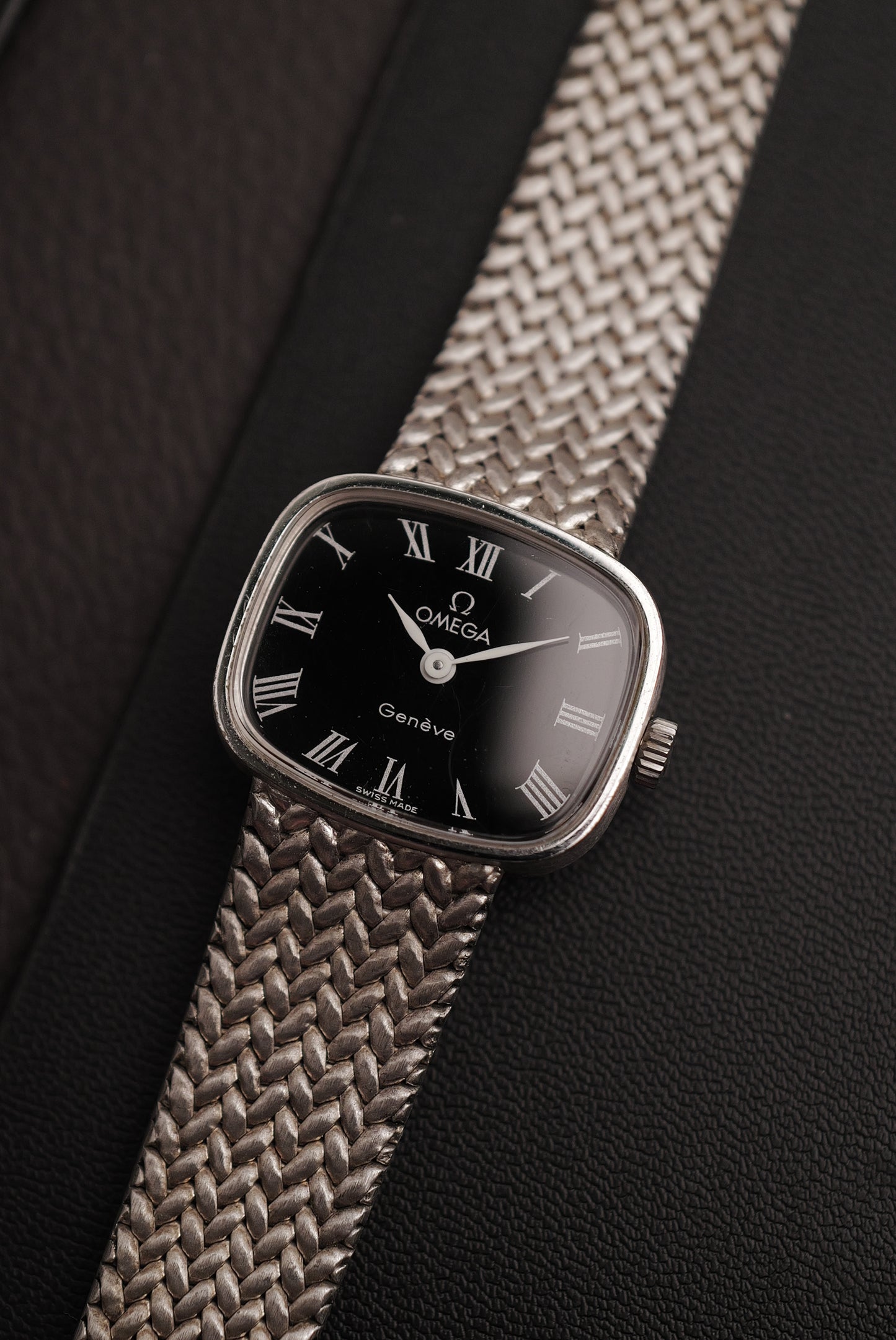 Omega Geneve "TV" on integrated custom bracelet circa. 1970s