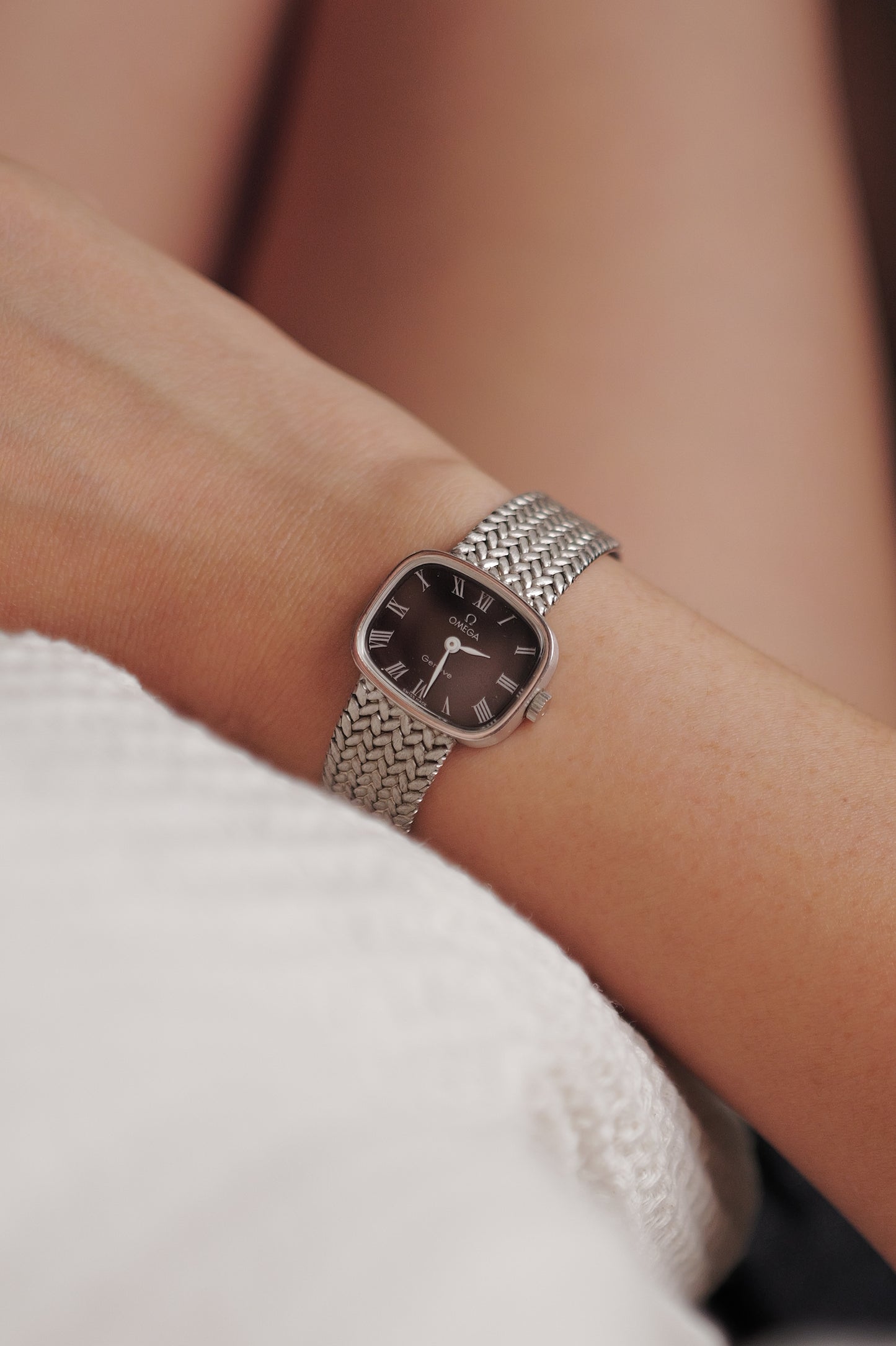 Omega Geneve "TV" on integrated custom bracelet circa. 1970s