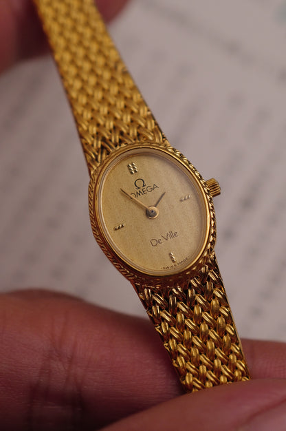 Omega de-ville "mini oval" Linen dial Integrated bracelet