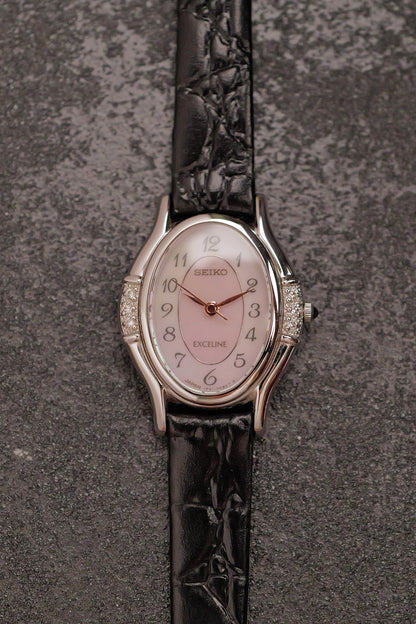 Seiko Exceline "Pink" Mother of Pearl Diamond Bezel Circa. 1992