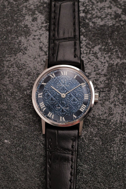 Omege De-ville "Floral Blue steel" Circa. 1970s w/ original box