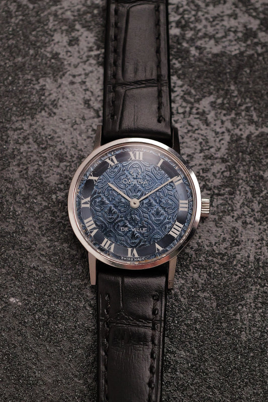 Omege De-ville "Floral Blue steel" Circa. 1970s w/ original box