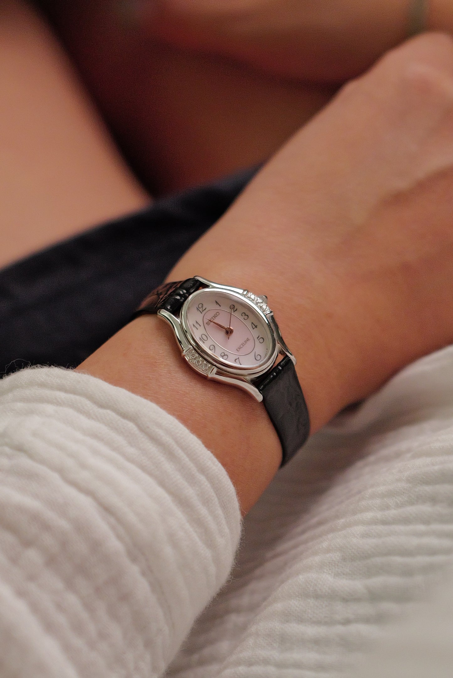 Seiko Exceline "Pink" Mother of Pearl Diamond Bezel Circa. 1992