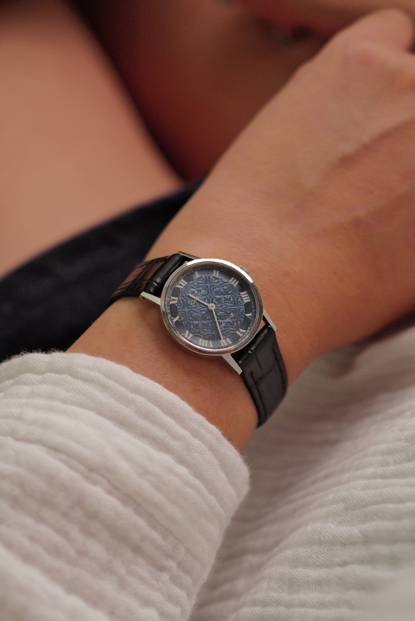 Omege De-ville "Floral Blue steel" Circa. 1970s w/ original box