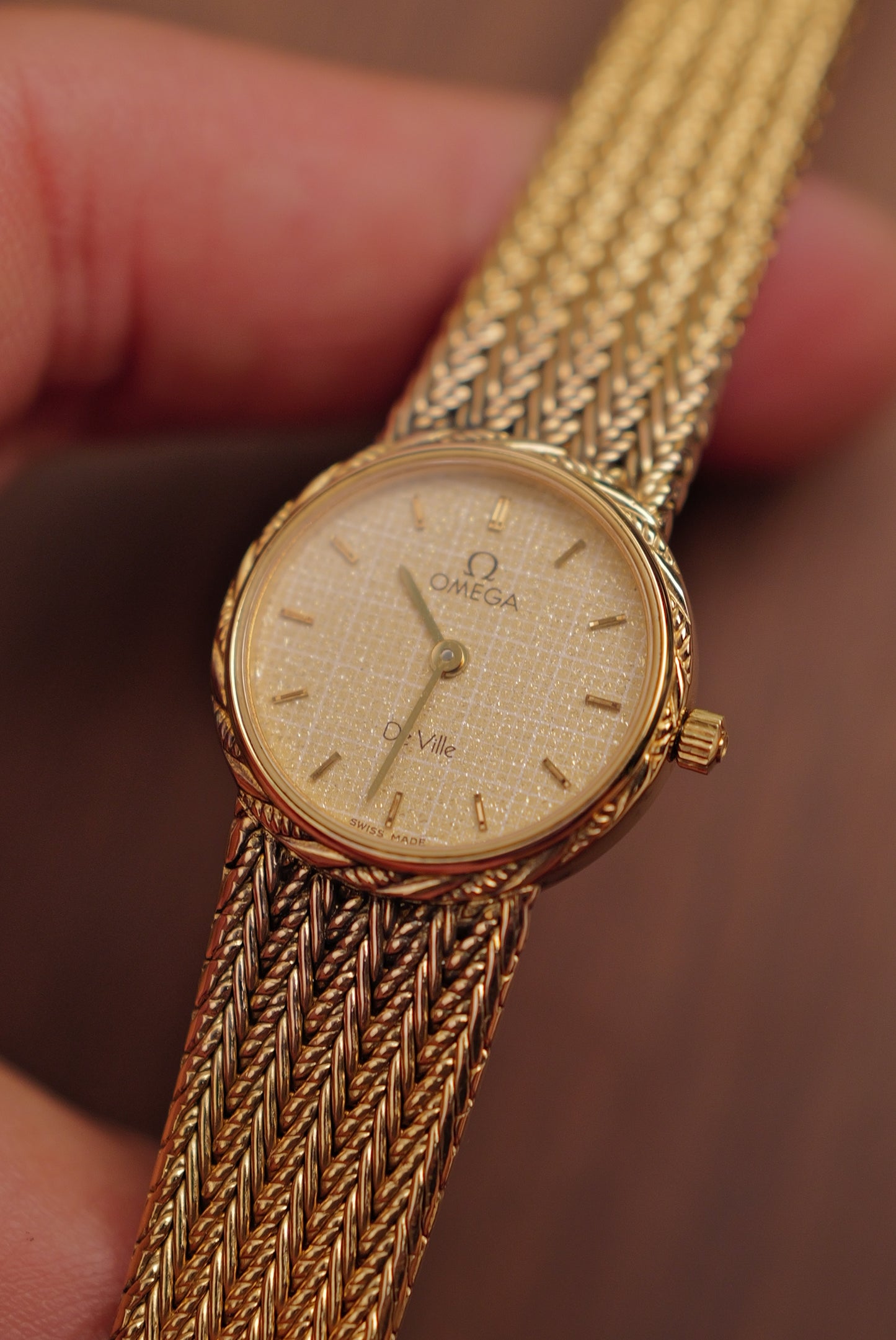 Omega De-ville "waffle" integrated bracelet circa. 1980s