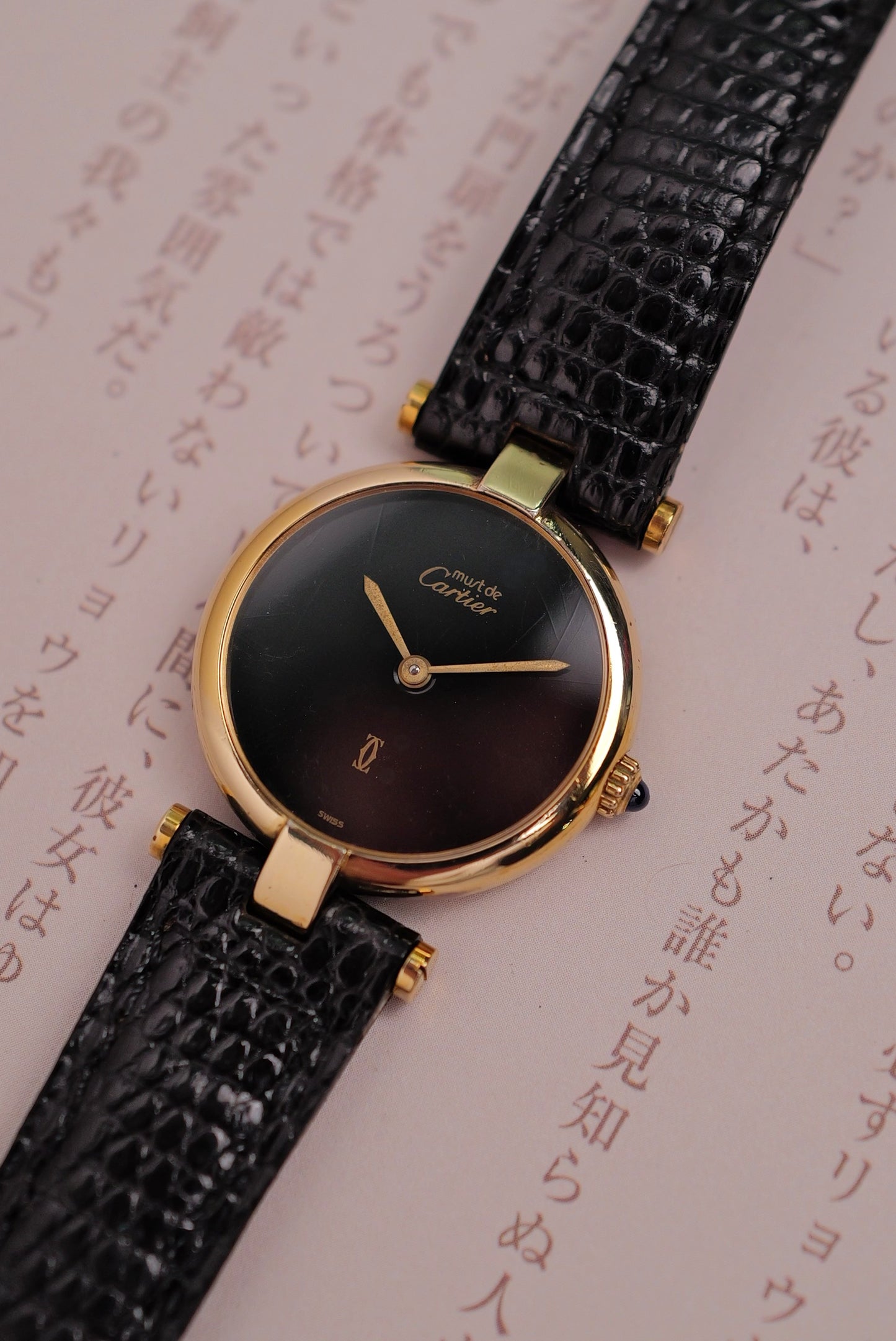 Cartier Vendome "Spidering Onyx" Lacquer SM Quartz w/ original box