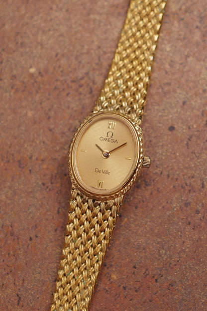 Omega de-ville "mini oval" Linen dial Integrated bracelet