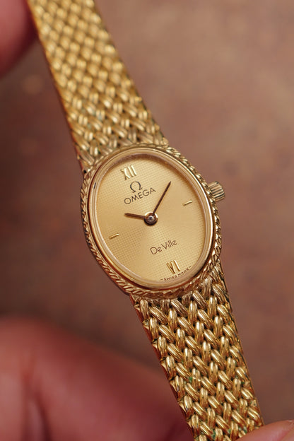 Omega de-ville "mini oval" Linen dial Integrated bracelet