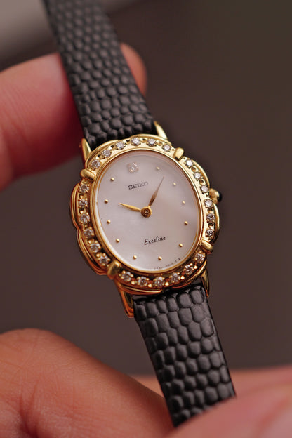 Seiko "Mother of pearl Floral" Diamonds Circa. 1990