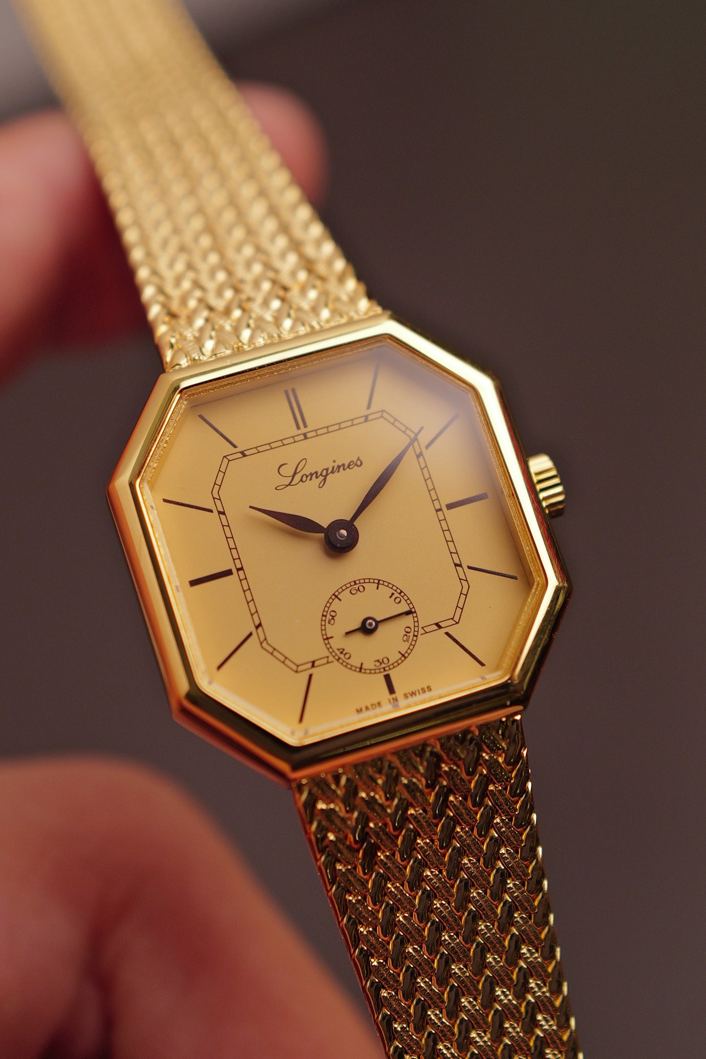Longines "Octa"Ladies integrated bracelet w/ original box Circa. 1970s