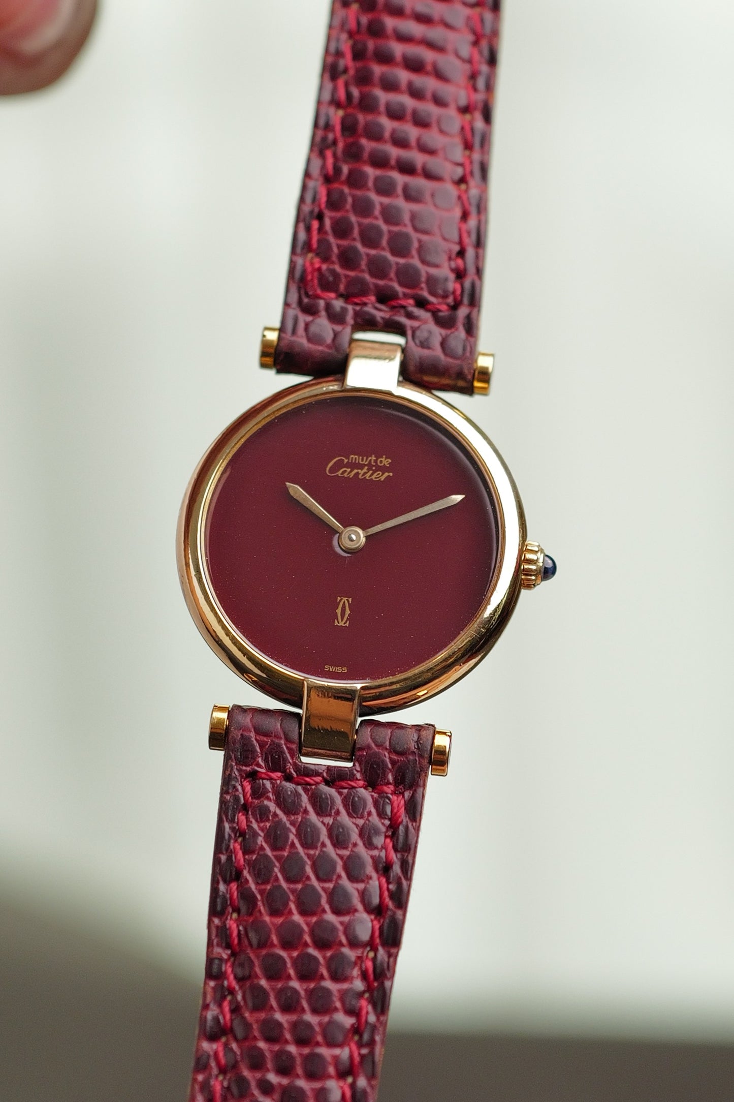 Cartier Vendome "Burgundy" Lacquer SM w/ box circa. 1980s