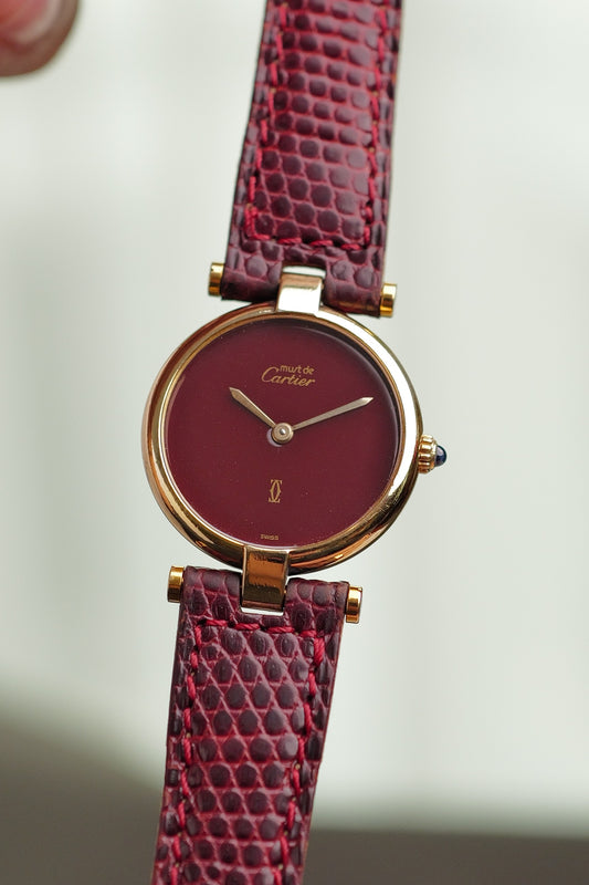 Cartier Vendome "Burgundy" Lacquer SM w/ box circa. 1980s