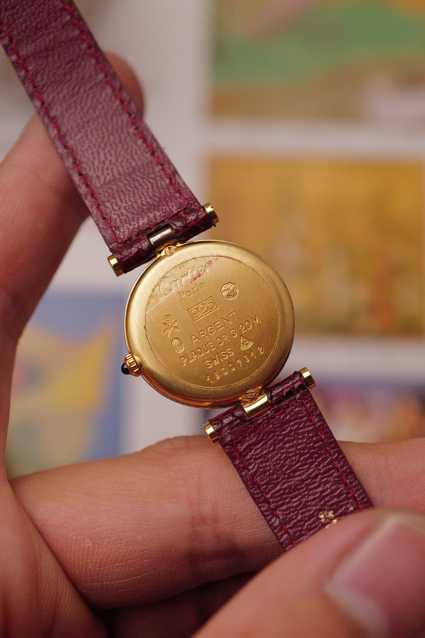 Cartier Vendome "Burgundy" Lacquer SM w/ box circa. 1980s