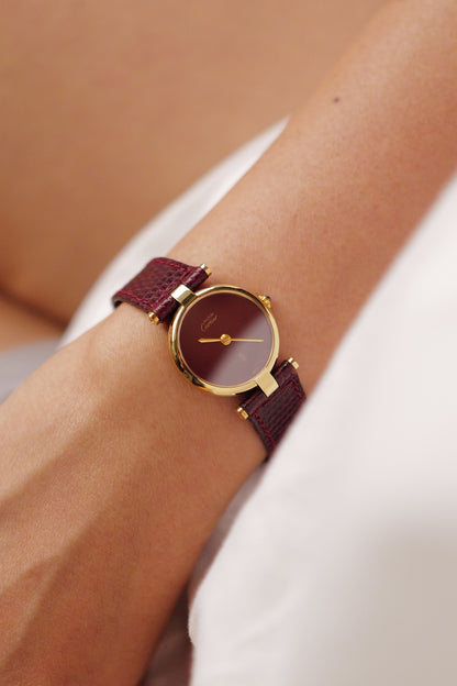 Cartier Vendome "Burgundy" Lacquer SM w/ box circa. 1980s