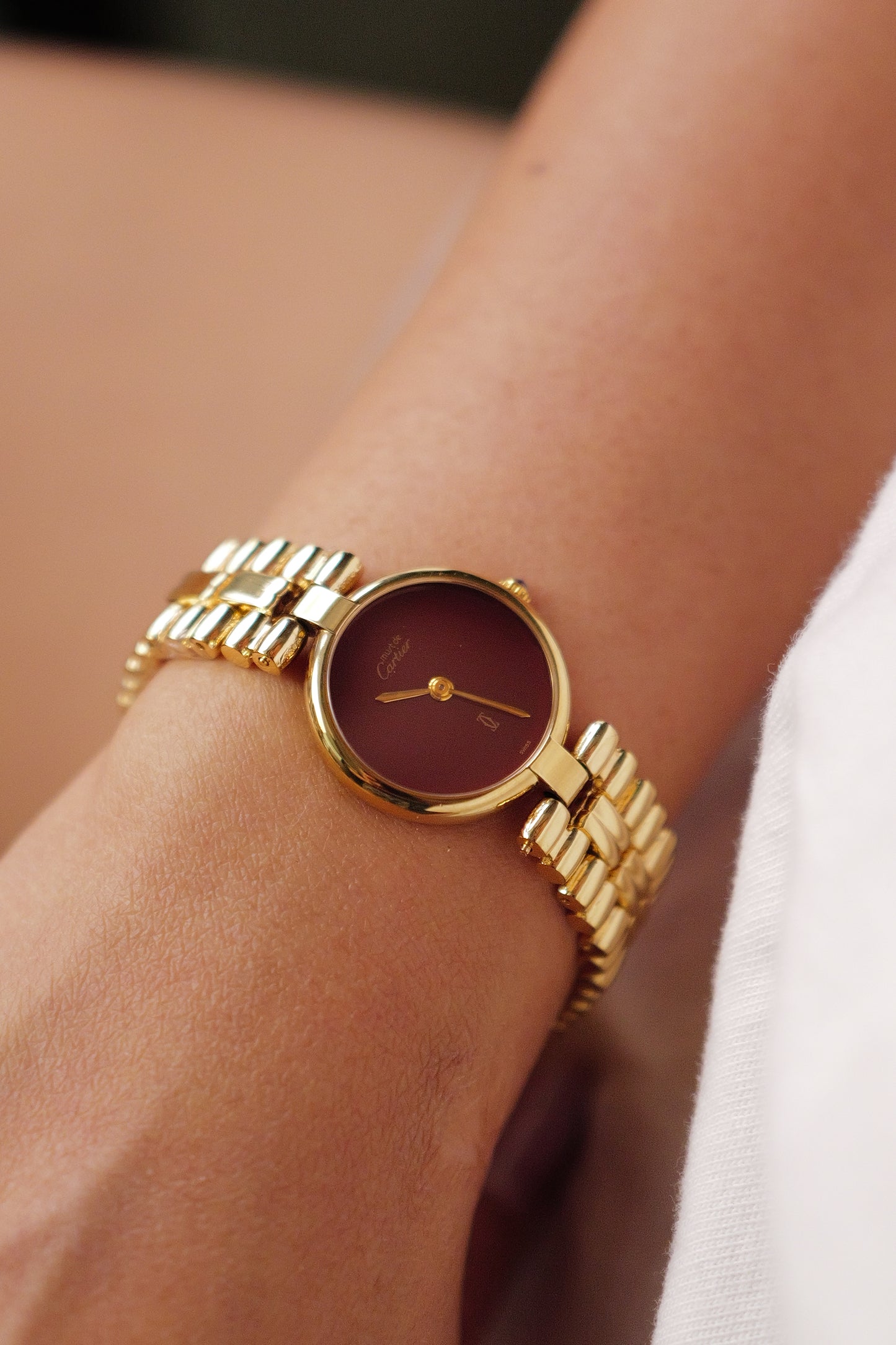 Cartier Vendome "Burgundy" Lacquer SM w/ box circa. 1980s
