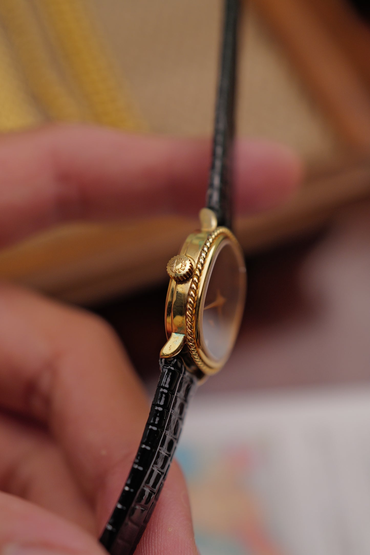 Longines "Ribbon Onyx" Cushion case Circa. 1970s