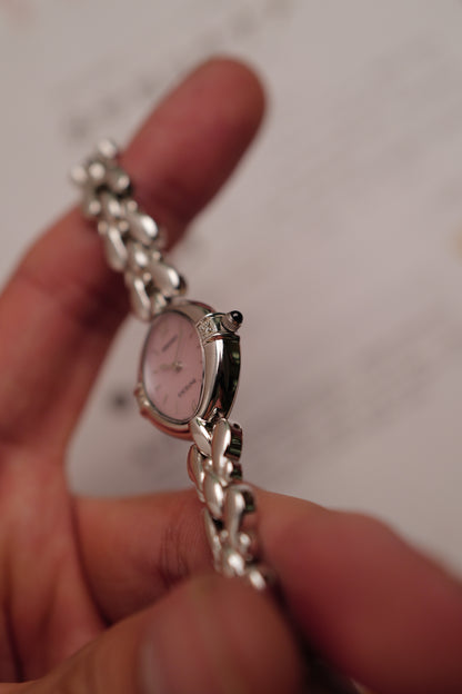 Seiko Exceline Mother of Pearl dial Tear-drop Bracelet in pink Circa. 1989