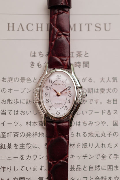 Seiko Exceline "Pink" Mother of Pearl Diamond Bezel Circa. 1992