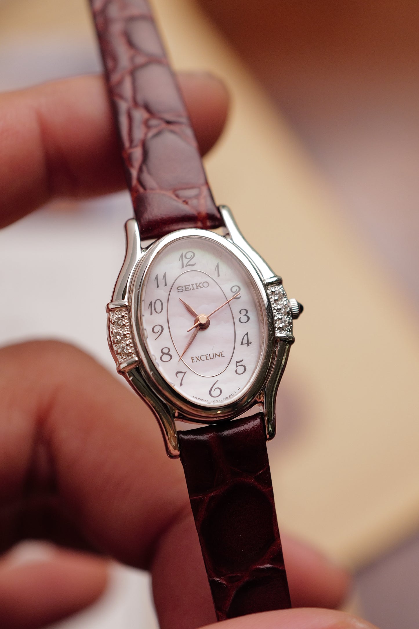 Seiko Exceline "Pink" Mother of Pearl Diamond Bezel Circa. 1992