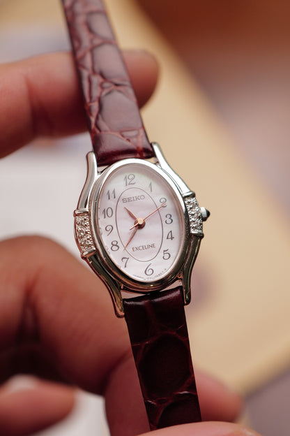 Seiko Exceline "Pink" Mother of Pearl Diamond Bezel Circa. 1992