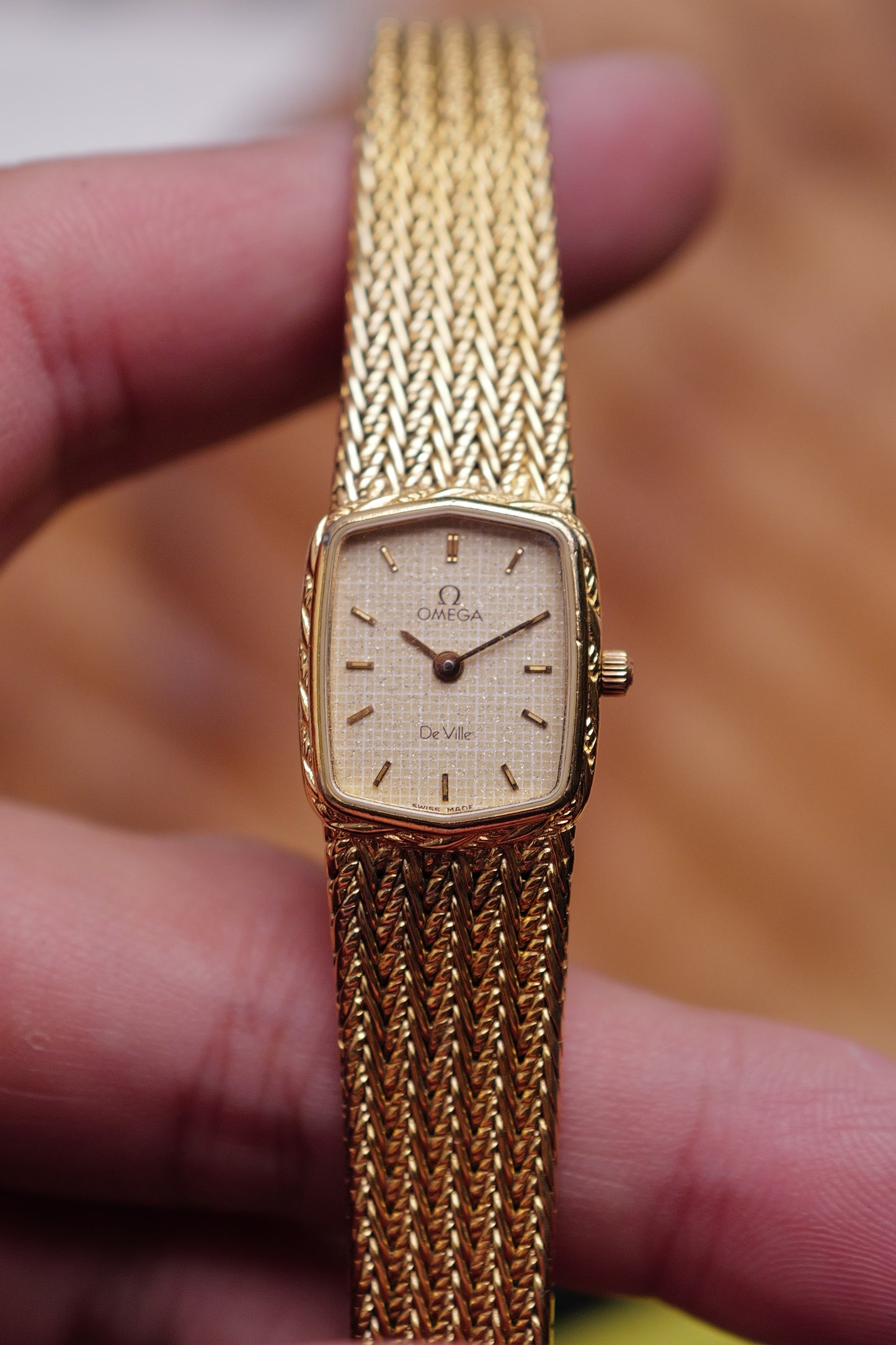 Omega De-ville "waffle" Integrated Bracelet Circa. 1980s