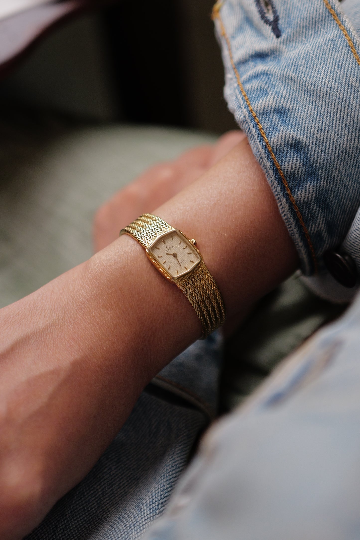 Omega De-ville "waffle" Integrated Bracelet Circa. 1980s