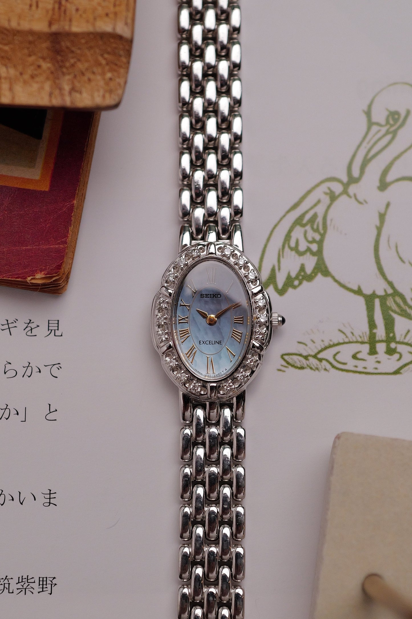 Seiko Exceline "Mother of Pearl Floral" in steel Circa. 1996