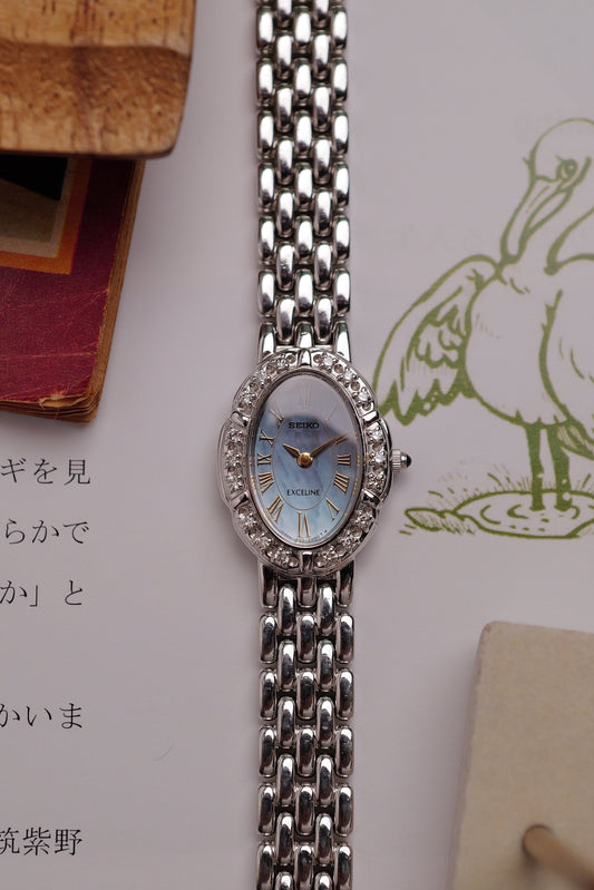 Seiko Exceline "Mother of Pearl Floral" in steel Circa. 1996