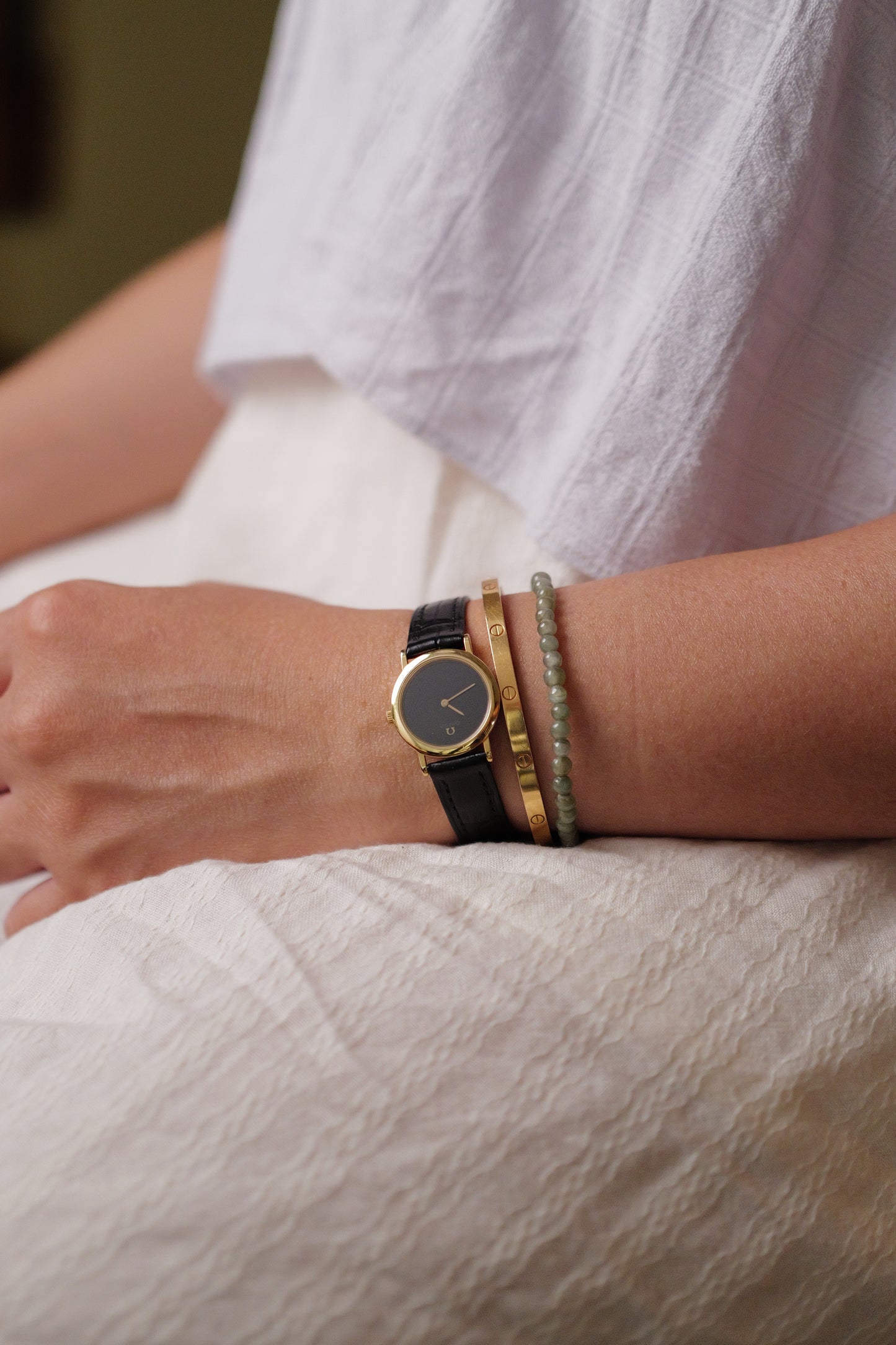Omega De-ville "Onyx" on strap Circa. 1990s