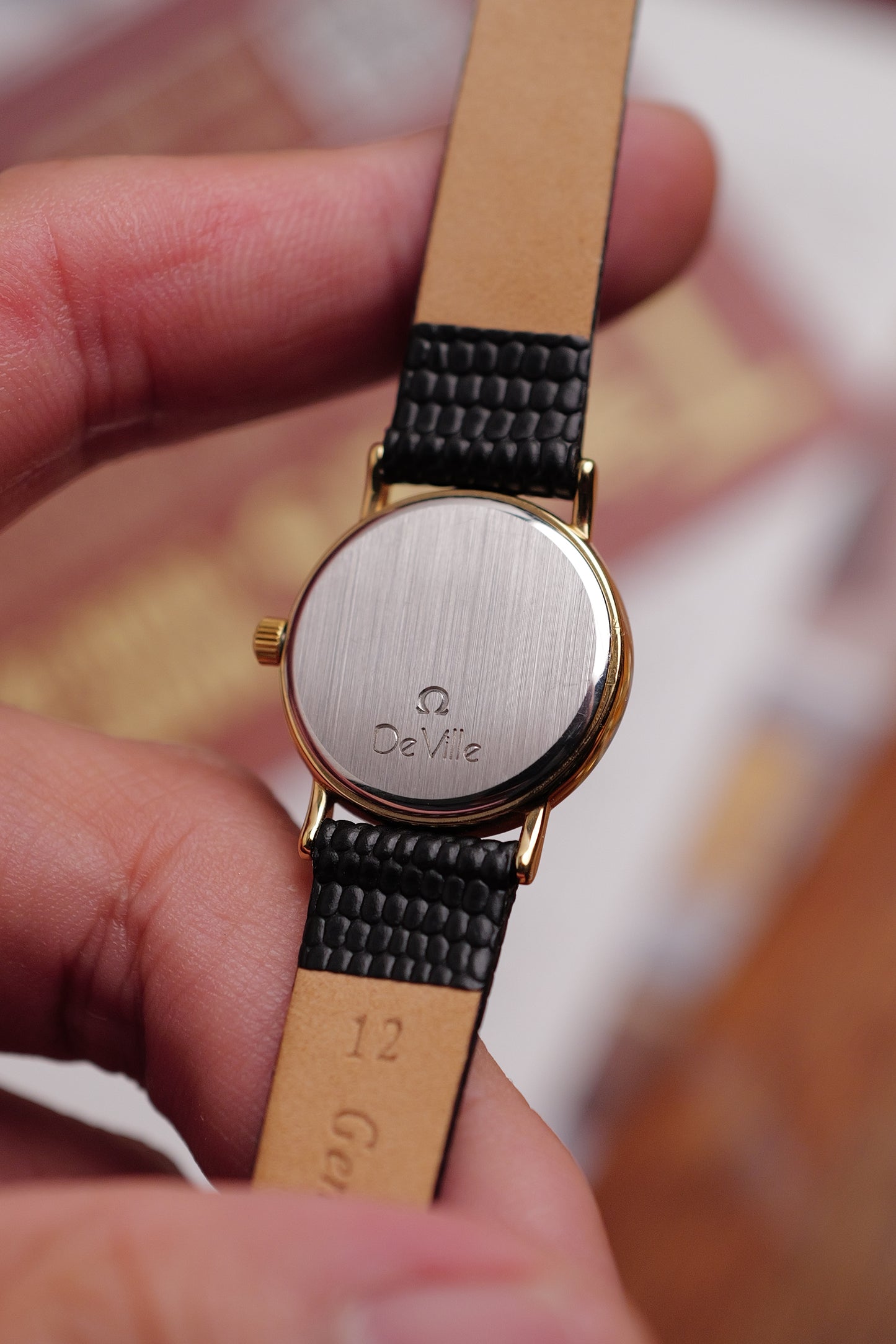 Omega De-ville "Onyx" on strap Circa. 1990s