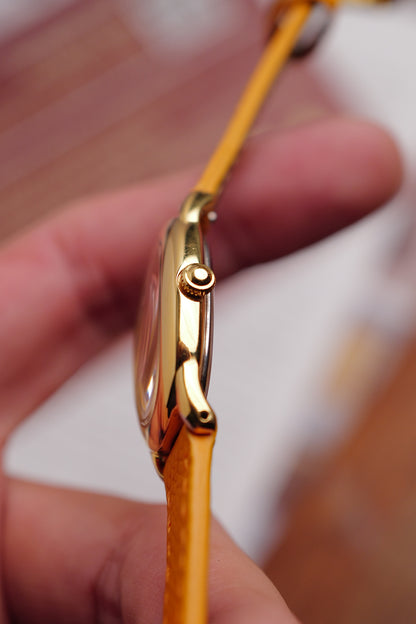 Seiko Ladies "Baignoire" Gold w/ custom strap Circa. 1995