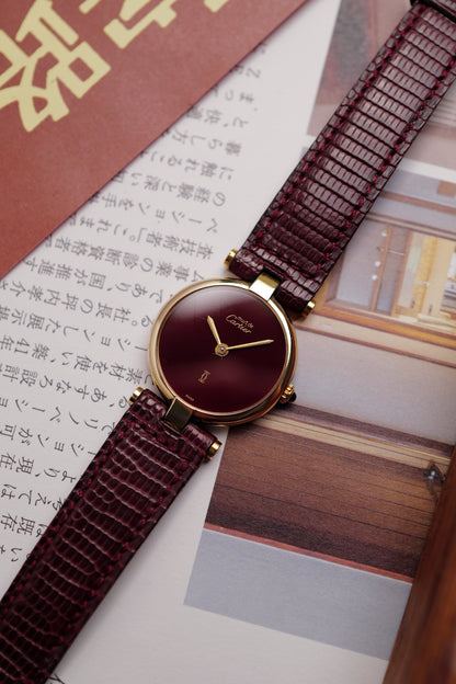 Cartier Vendome "Burgundy" Lacquer SM w/ box circa. 1980s