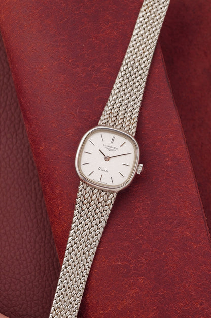 Longines "Cushion" Integrated Bracelet w/ Adjustable Buckle Circa. 1990s