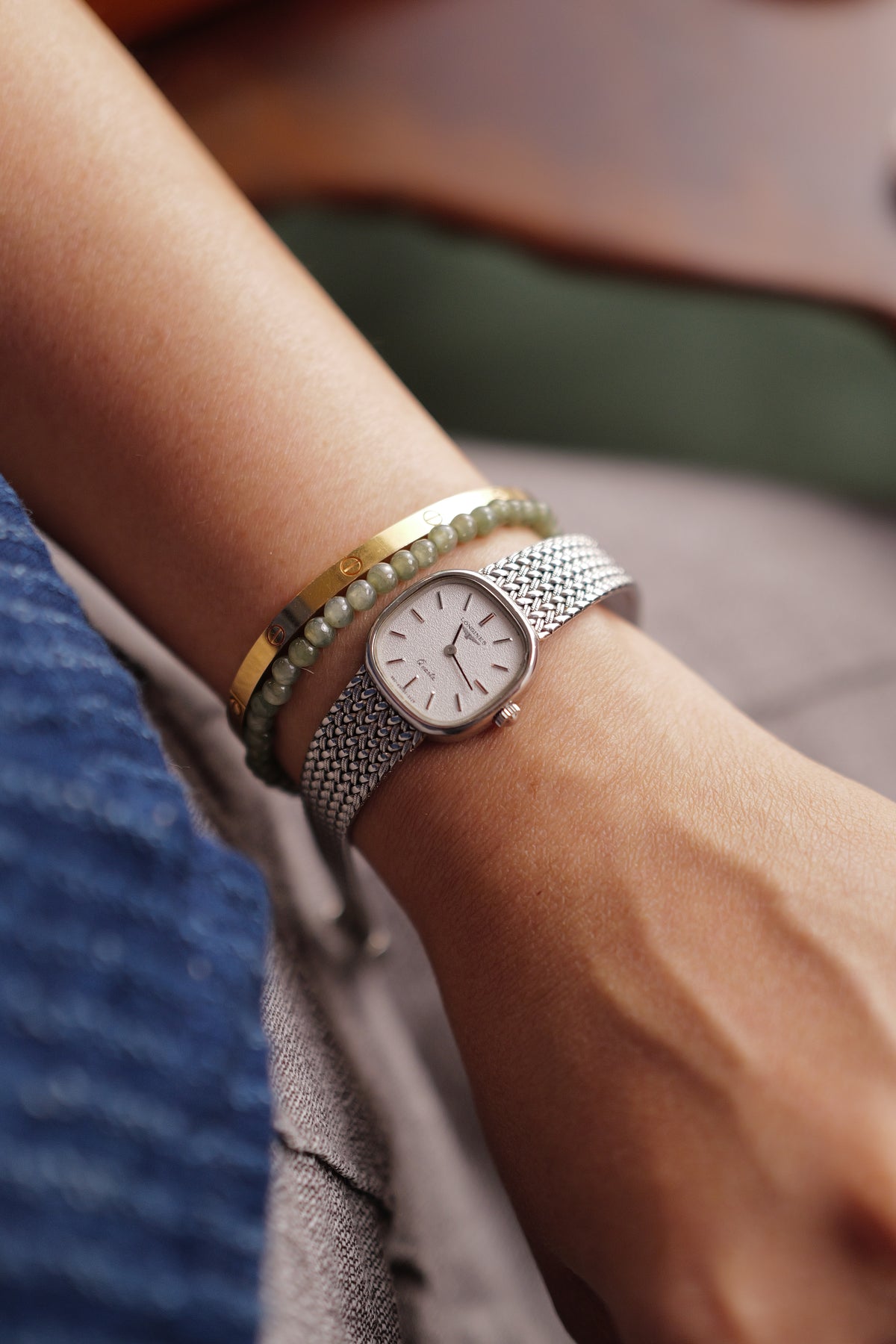 Longines "Cushion" Integrated Bracelet w/ Adjustable Buckle Circa. 1990s