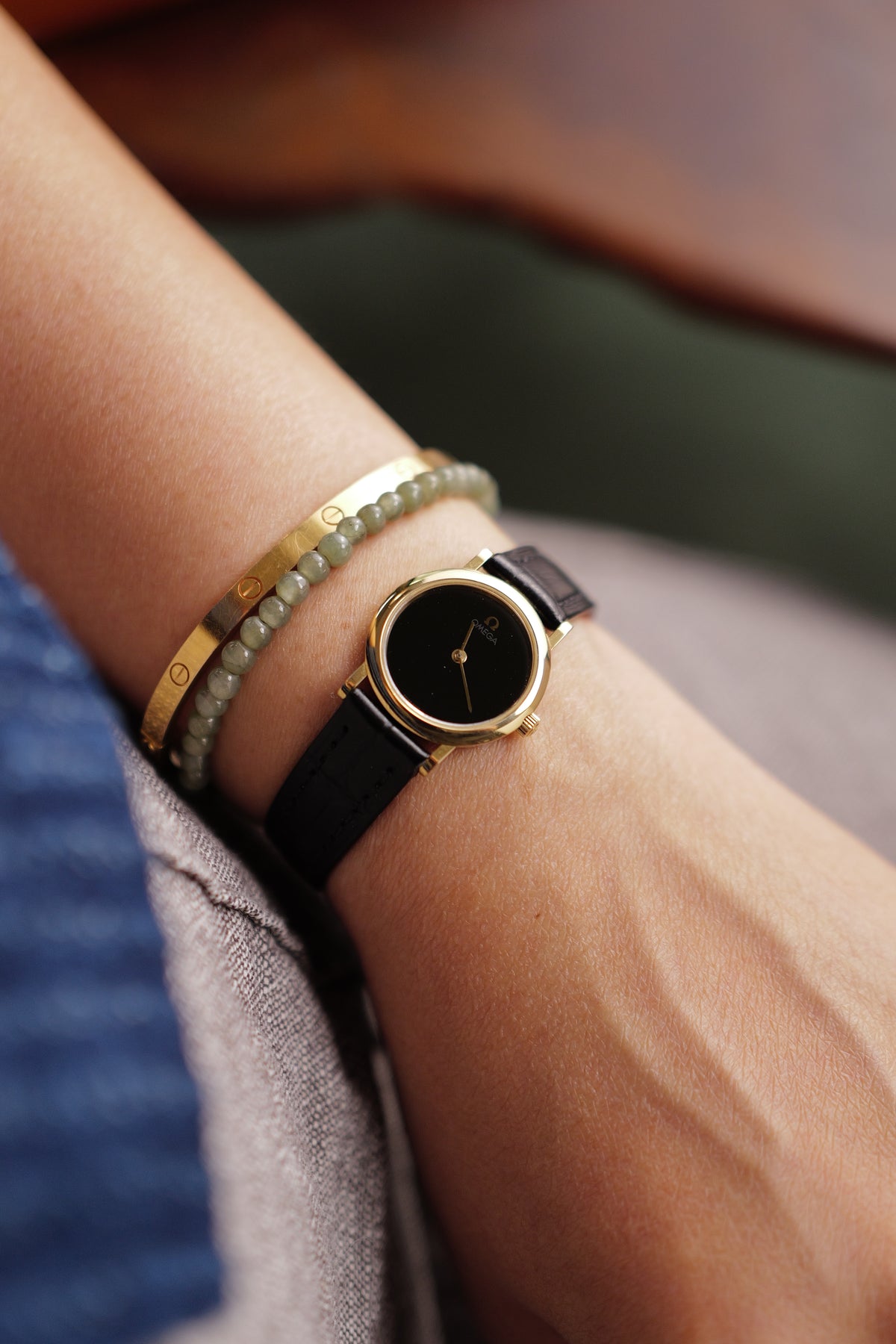 Omega De-ville "Onyx" on strap Circa. 1990s