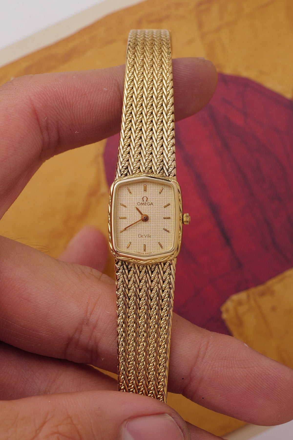 Omega De-ville "waffle" Integrated Bracelet Circa. 1980s