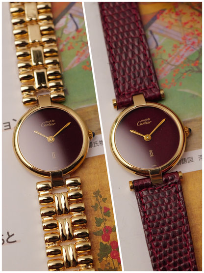 Cartier Vendome "Burgundy" Lacquer SM w/ box circa. 1980s